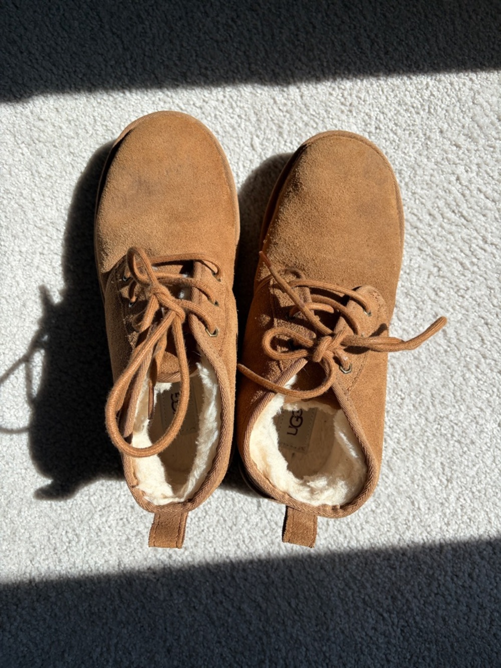 UGG Chestnut Suede Lace-Up Ankle Shoes